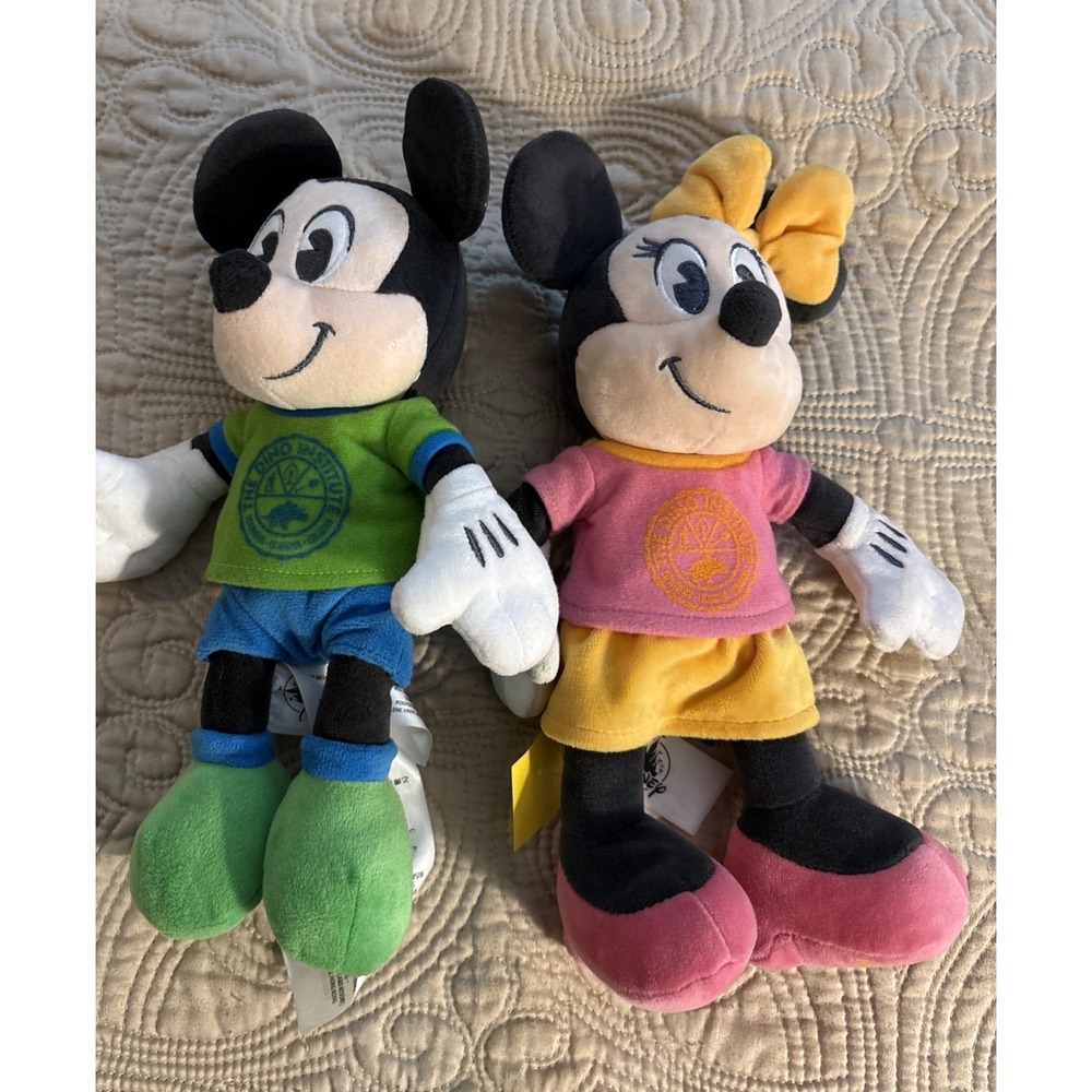 Disney Animal Kingdom Mickey Mouse & Minnie Dinoland 11" Plush Stuffed Toys WDW